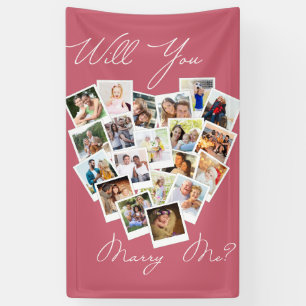 Banderoles Heart Photo Collage Will You Marry Me Rose
