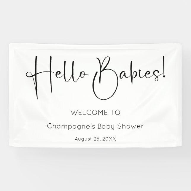 Banderoles Hello Babies Baby shower de script moderne (Horizontal)