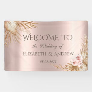 Banderoles Herbe des Pampas Luxe Rose Gold Mariage