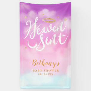 Banderoles Heure envoyé Gold Halo Baby shower rose