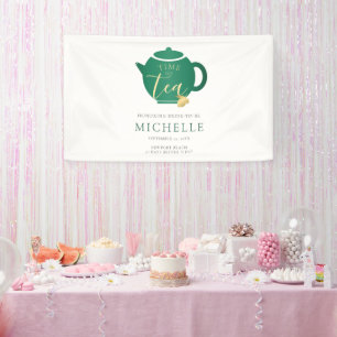 Banderoles Heure pour Tea Emerald Gold Fête des mariées Bienv