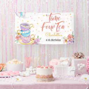 Banderoles Heure quatre thé, quatrième anniversaire thé