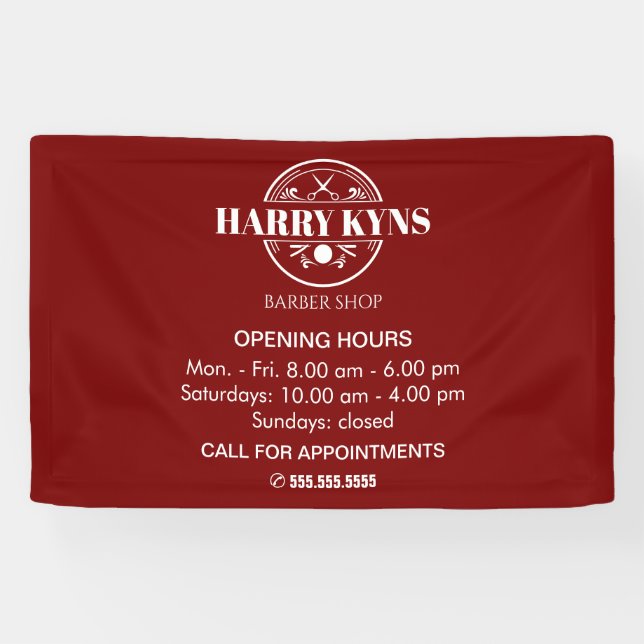 Banderoles Heures d'ouverture du magasin de barrettes personn (Horizontal)
