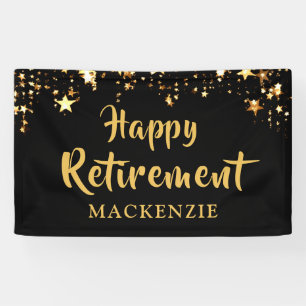 Banderoles HEUREUSE RETRAITE Personnalisée Black and Gold Sta
