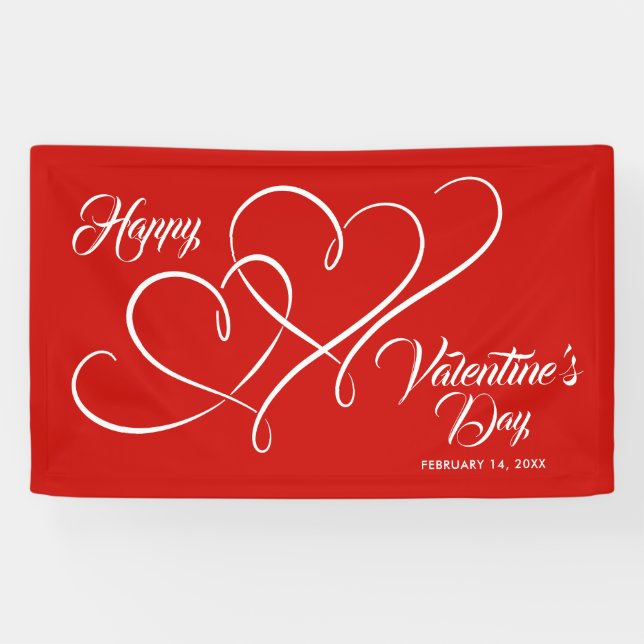 BANDEROLES HEUREUSE SAINTE-VALENTIN ÉVÉNEMENT LIÉ COEURS ROUG (Horizontal)
