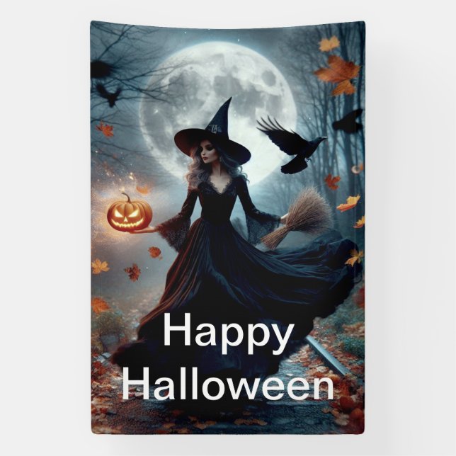 Banderoles Heureuse sorcière d'Halloween (Verticale)