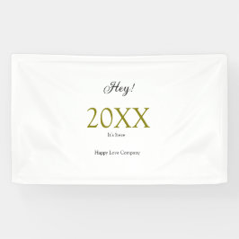 Banderoles Hey it's new year add year gold black simple. Mini