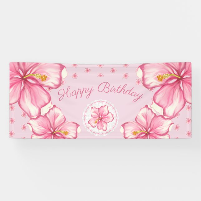 Banderoles Hibiscus & dentelle PINK (Horizontal)