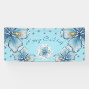 Banderoles Hibiscus & dentelle TURQUOISE
