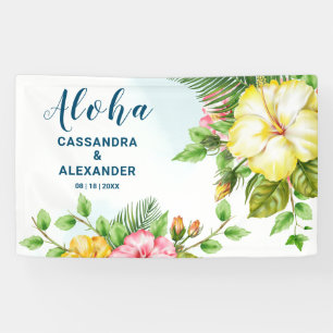Banderoles Hibiscus Hawaiian Tropical Floral Mariage Contexte