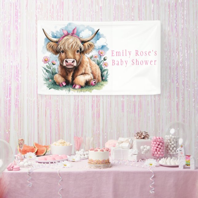 Banderoles Highland Cow Baby shower Bliss Girl (Fête)