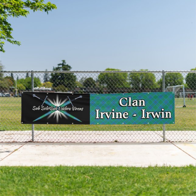 Banderoles Highland Festival Clan Irvine Irwin Tent (En situation)