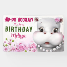 Hippo rose florale fille anniversaire