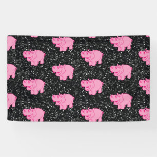 Banderoles Hippopotames roses visage souriant d'hippopotame m