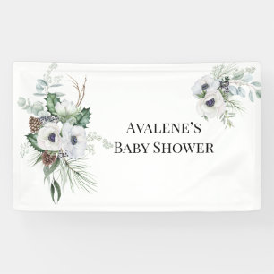Banderoles Hiver Anémonique Floral Mariage peint à la main