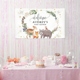 Banderoles Hiver Bois Animaux Paysage Bienvenue