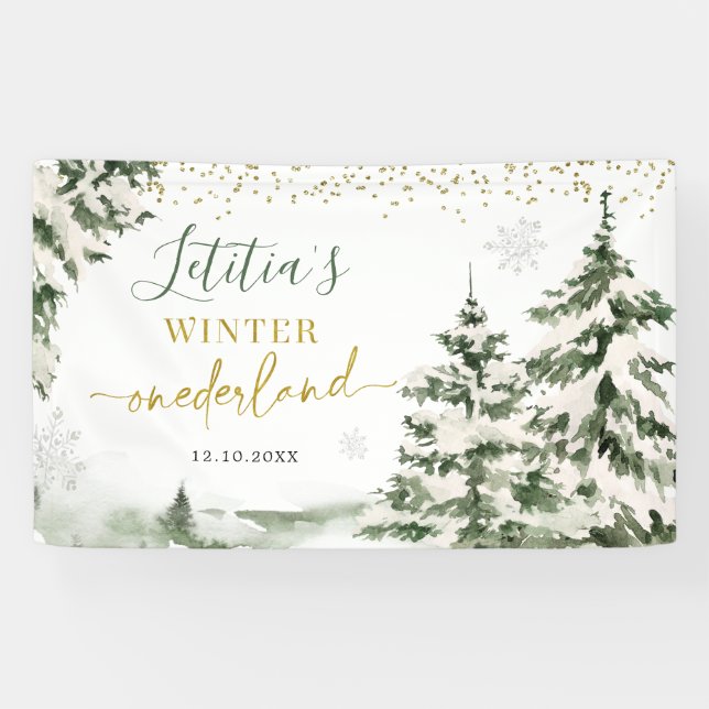 Banderoles Hiver Forêt de l'Onederland Première Anniversaire  (Horizontal)