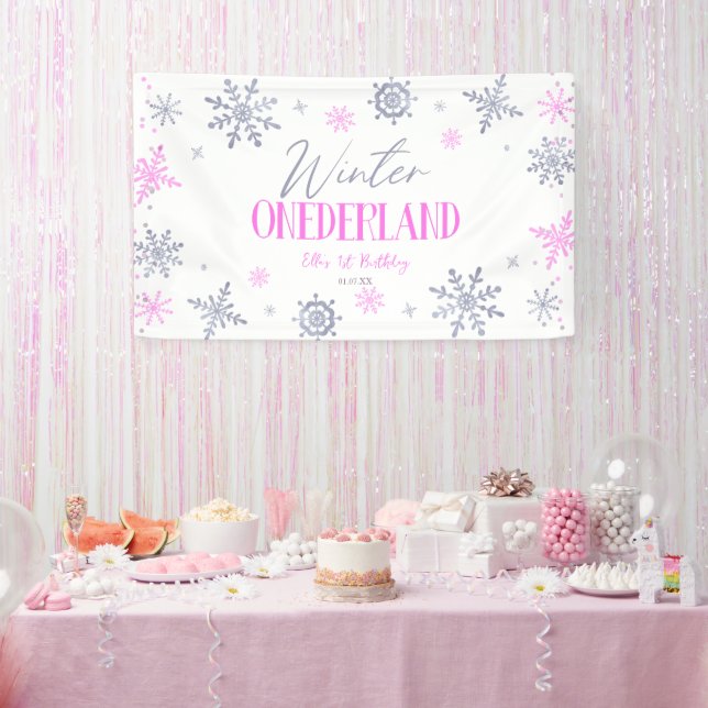 Banderoles Hiver ONE derland Flocon de neige 1er anniversaire (Fête)