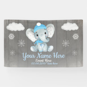 Banderoles Hivernal éléphant arrière-plan Blue Snowflakes
