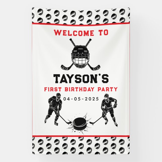 Banderoles Hockey First Year Down Foam Board – 1st Birthday  (Verticale)