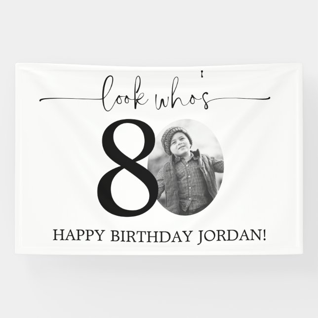 Banderoles Homme Regardez qui est 80 Photo 80e anniversaire (Horizontal)