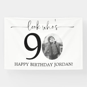 Banderoles Homme Regardez qui est 90 Photo 80e anniversaire
