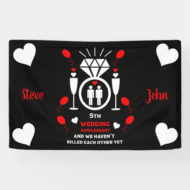 Banderoles Hommes homosexuels 5e anniversaire de Mariage (Horizontal)