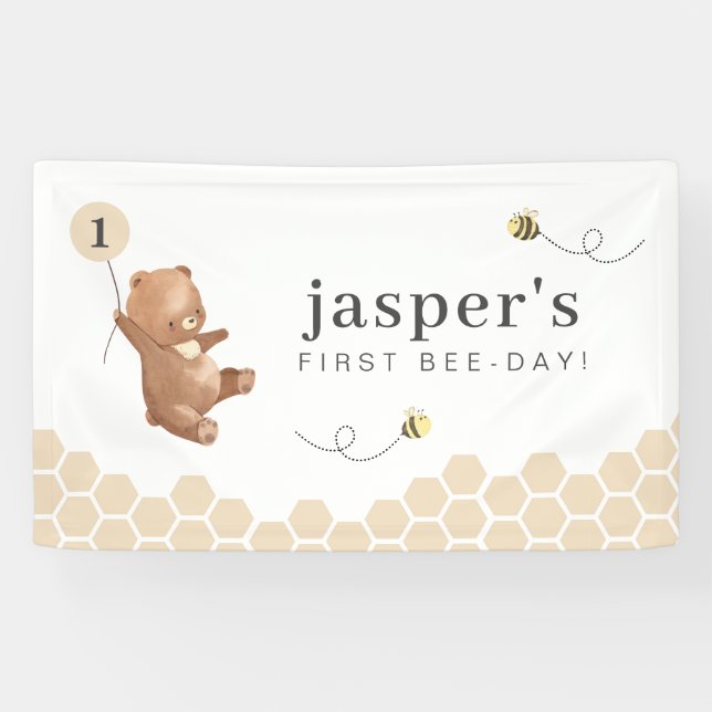 Banderoles Honey Bear First Bee day (Horizontal)