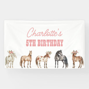 Banderoles Horloge Anniversaire Contexte Pony Party Banner