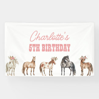 Banderoles Horloge Anniversaire Contexte Pony Party Banner