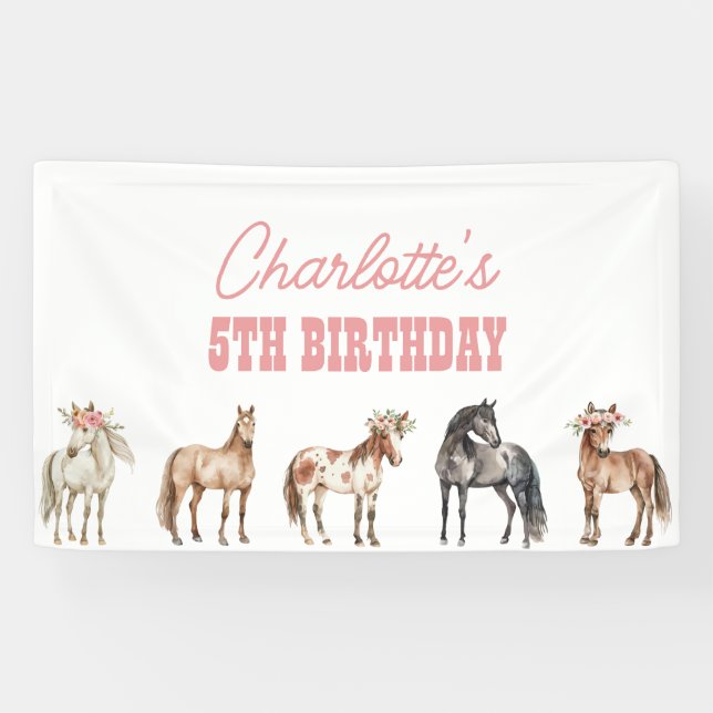 Banderoles Horloge Anniversaire Contexte Pony Party Banner (Horizontal)