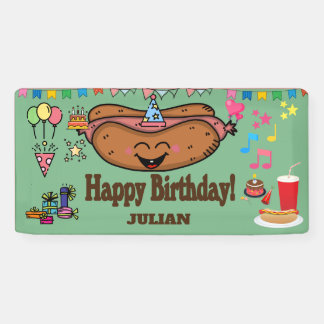 Banderoles hot dog themed personalized birthday