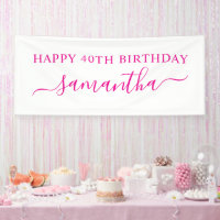 Hot Pink Joyeux 40e anniversaire Nom élégant