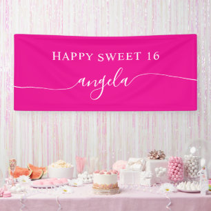 Banderoles Hot rose blanc Jappy Sweet 16 Glam Signature Nom