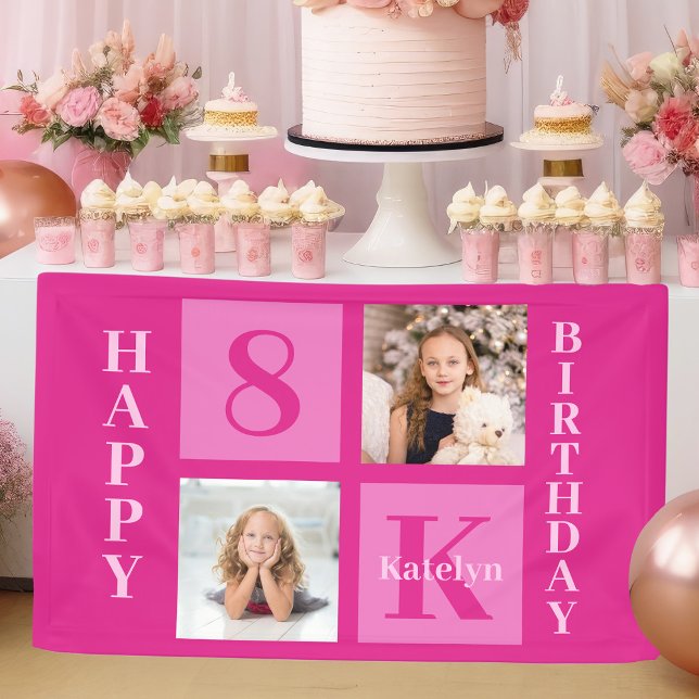 Banderoles Hot Rose Joyeux Anniversaire Cute Custom Girls Pho (Créateur téléchargé)