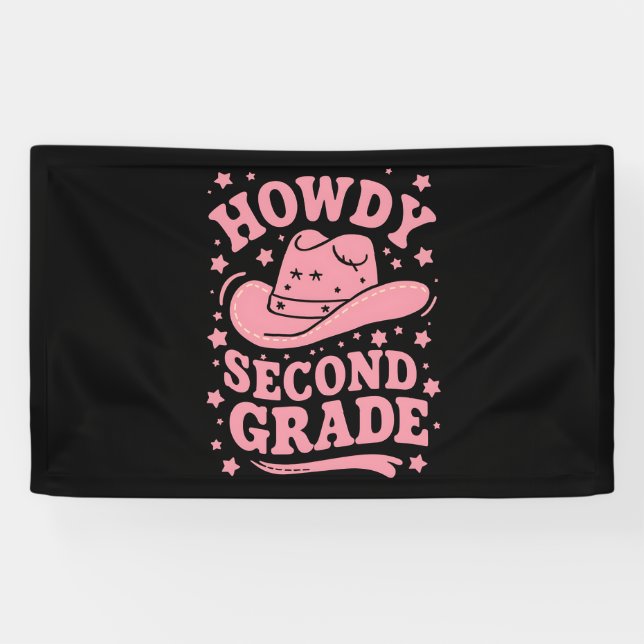 Banderoles Howdy 2e Année Cowboy Cowgirl Retour À L'École (Horizontal)