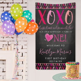 Banderoles Hugs & Kisses (XOXO) Valentine's Day 1st Birthday