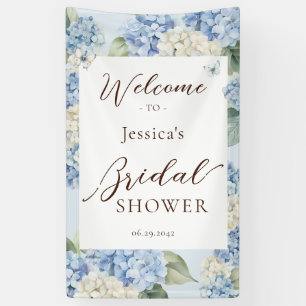 Banderoles Hydrangea Bleu Poussiéreux Fête de Mariage Aquarel