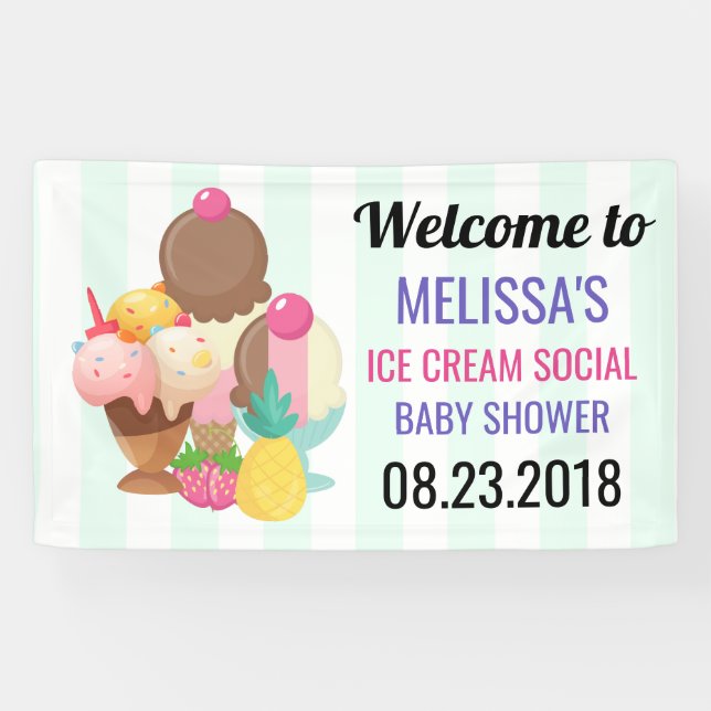 Banderoles Ice Cream Social Baby shower Event (Horizontal)