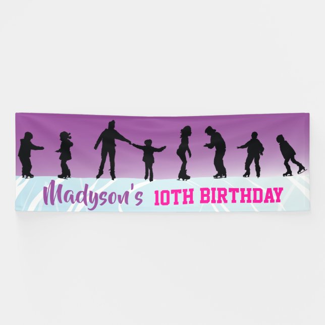 Banderoles ICE SKATING anniversaire de fête Invitation (Horizontal)