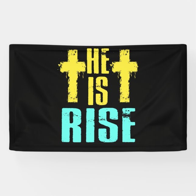 Banderoles Il est ressuscité chrétien heureux Jésus de Pâques (Horizontal)