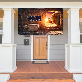 Banderoles Il Est Ressuscité Trois Croix Tombeau Vide Pâques