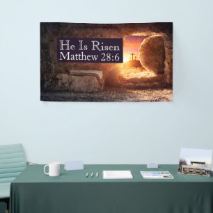Banderoles Il Est Ressuscité Trois Croix Vides Tombeaux Eglis