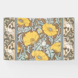 Banderoles illustration d'art pavot fleur jaune