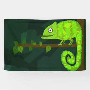 Banderoles Illustration de caméléon vert mignon Reptile tropi