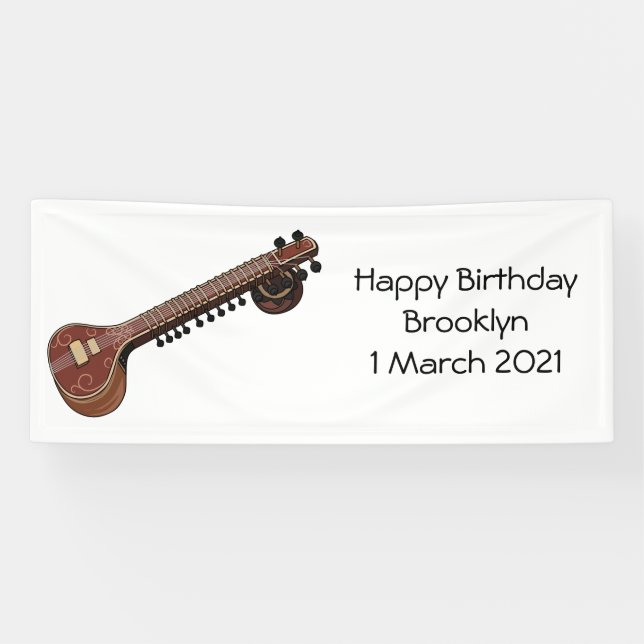 Banderoles Illustration de dessin de Sitar (Horizontal)