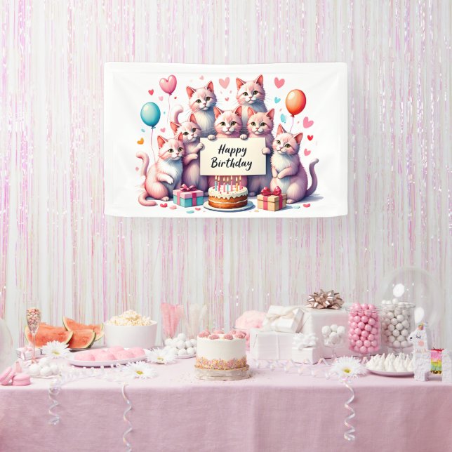 Banderoles Illustration de la fête de l'anniversaire du chat  (Fête)