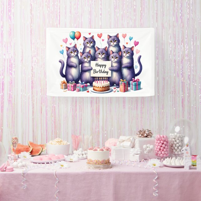 Banderoles Illustration de la fête de l'anniversaire du chat  (Fête)