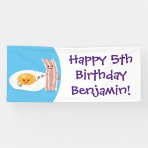 Banderoles Illustration de l'oeuf de Cute kawaii et du bacon