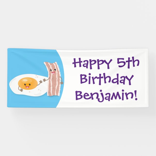 Banderoles Illustration de l'oeuf de Cute kawaii et du bacon (Horizontal)